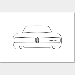 Dodge Charger 1969 outline graphic (black) Posters and Art